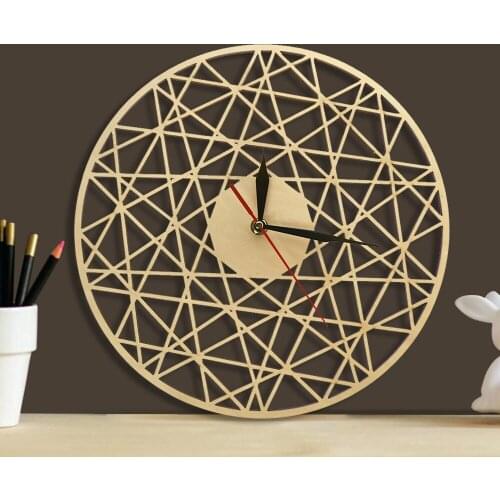 Polygonal Modern Geometry Wooden Wall Clock Cobweb Contemporary Style Laser Cut Living Room Clock Home Decor Timepieces