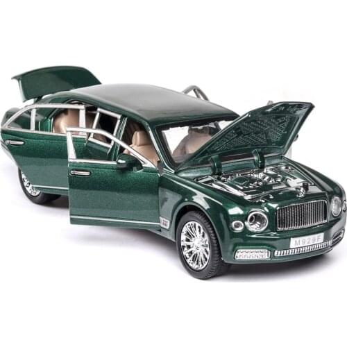 Simulation 1:24 Bentley Moussain Alloy Car Model Lengthens Version Of Acousto-Optic Resilience Car Model Childrens Toy Car Orn