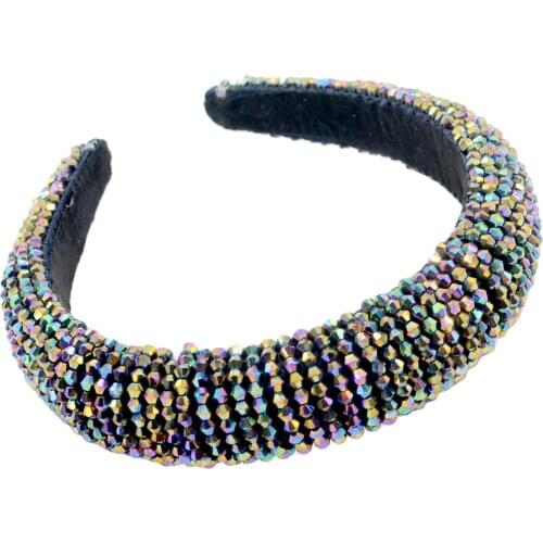 Fashion Solid Color Sponge Hair Hoop Street Shot Travel Ball Crystal Headband