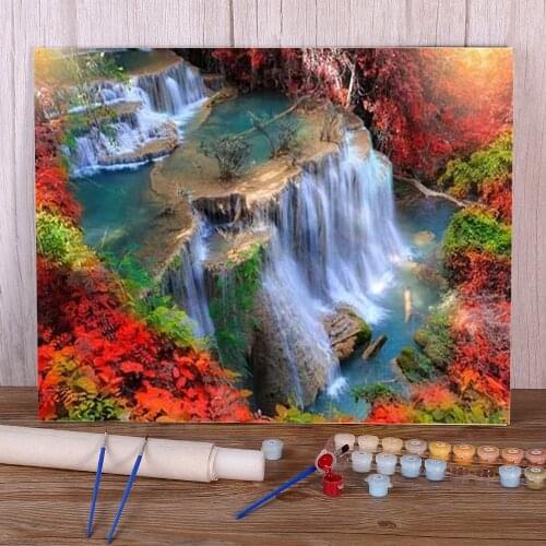 Waterfall Landscape Painting By Numbers Complete Kit Acrylic Paints 40*50 Picture By Numbers Photo Wall Paintings Handicraft