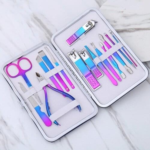 1 Set Manicure Nail Tools Kit Stainless Steel Clippers Trimmers Cutter Pliers Sanding File Acne Needle Toenail Grooming Sets