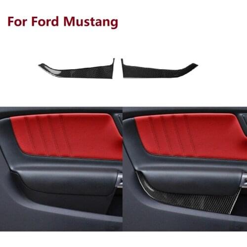 Carbon Fiber Front Car Door Panel Cover Sticker Trim For Ford Mustang 2015-2019