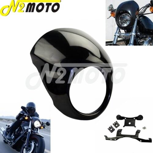 ABS Motorcycle Black 5-3/4" Headlight Fairing 5.75" Visor Mask Cowl Fork Mount For Harley Street XG 500 750 XG500 XG750 2014-16