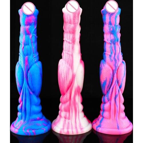 Huge Horse Dildo Animal Big Penis Long Realistic Colorful Liquid Silicone Sucker Cock Anal Adult Sex Toys for Men Women Couples