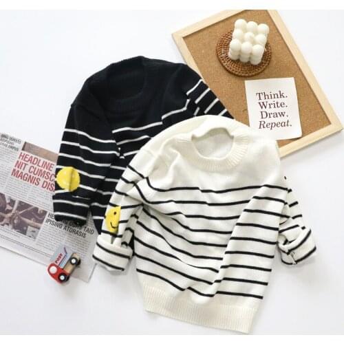 1 2 3 4 5 6 7 Years Toddler Kids Sweaters Fashion Korean Stripe Sweater for Girl Boys Clothing New Casual Children Pullover 2020