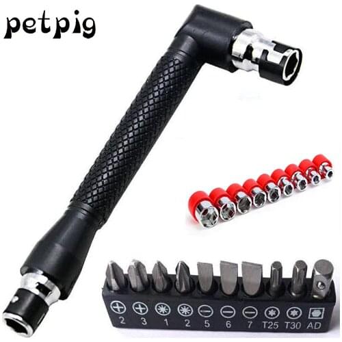 Petpig Dual Head L-shaped Mini Socket Wrench 1/4" 6.35mm Screwdriver Bits Key Utility Tool And Screwdriver Bit Drill Set