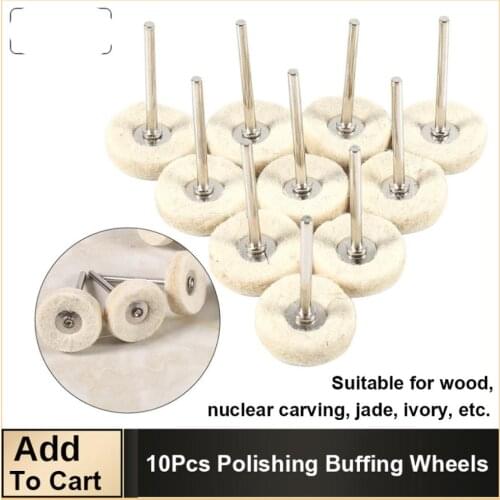 10PCS 1 Inch 25MM Wool Felt Polishing Buffing Drill Grinder Wheel Brushes With Handle For Rotary Tool