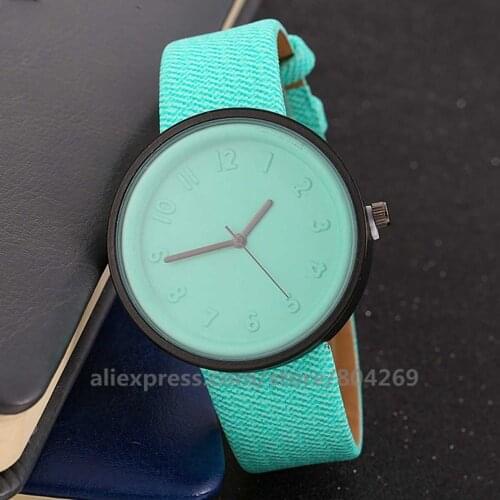 Hot Fashion Women Dress Watch Colorful Big Number Casual Watches Men Leather Quartz Dress Wrist Watch 918076