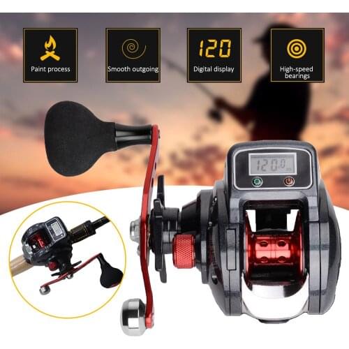 SHA300 Digital Display Water Drop Fishing Line Wheel 5KG Max Drag Left/Right Hand Type Centrifugal Brake Metal Handle Line Spool