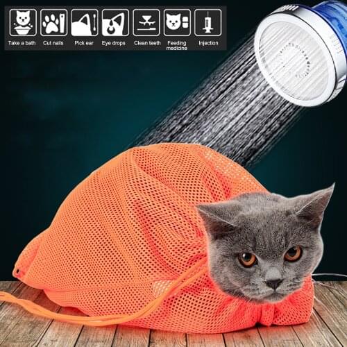 Mesh Cat Bathing Bag Cats Washing Grooming Adjustable Bags for Cat Clean Use Anti Scratching Bite Restraint Cat Bag Pet Supplies