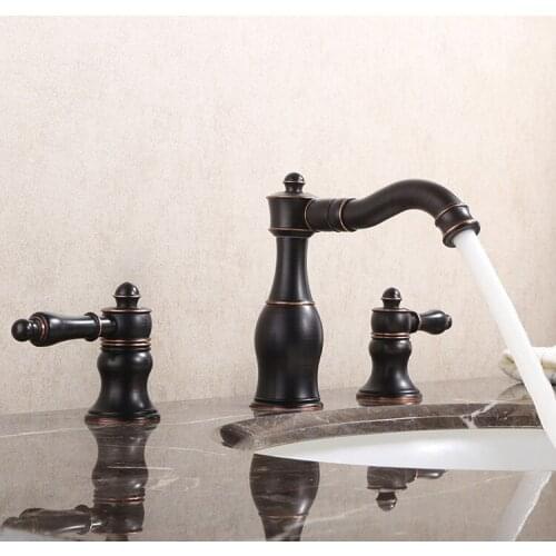 Rose Gold solid brass 2-Handle Widespread Bathroom Sink Faucet Lavatory Faucet Mixer Double Handle Tap Deck Mounted