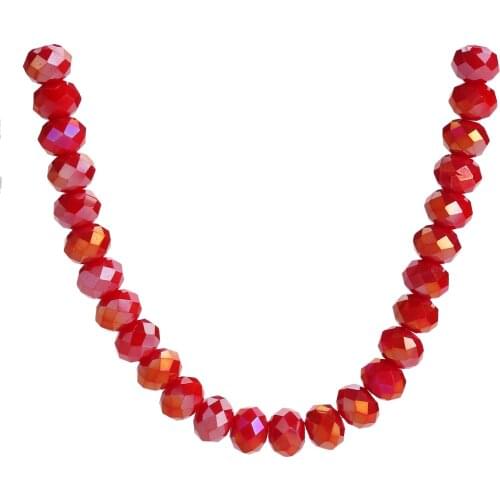 Spacer Glass Craft DIY Faceted Jewelry Charms Beads Rondelle Crystal Loose Bracelet Opaque Red AB Wholesale 3-10mm Bulk Lots