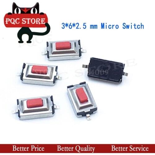 10pcs/lot Tactile Tact Push Button Micro Switch SMD 3*6*2.5 MM Two Pin Push Button Switch For MP3 MP4