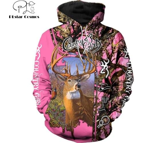 Animal deer Hunting Pink pattern 3D Printed Hoodies Harajuku Fashion Sweatshirt Unisex Casual Pullover sudadera hombre DW069