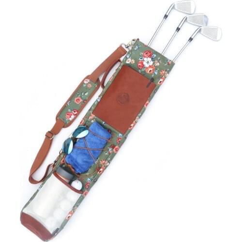 Tourbon Outdoor Golf Clubs Bag Sunday Bags Sticks Carry Case Golf Balls Pouch Canvas Flower Driving Range Storage Cover 83CM