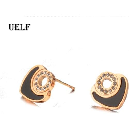 Uelf 2019 Korean New Delicate Small Crystal Heart Stud Earrings For Women Fashion Sweet Brincos Rhinestone Pendientes Gift