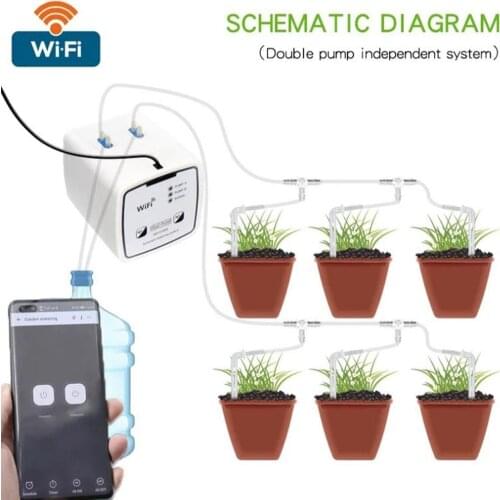 WIFI Smart Watering Device Gardening Drip Irrigation Pipe Timing Controller Double Pump Intelligent Automatic Watering Equipment