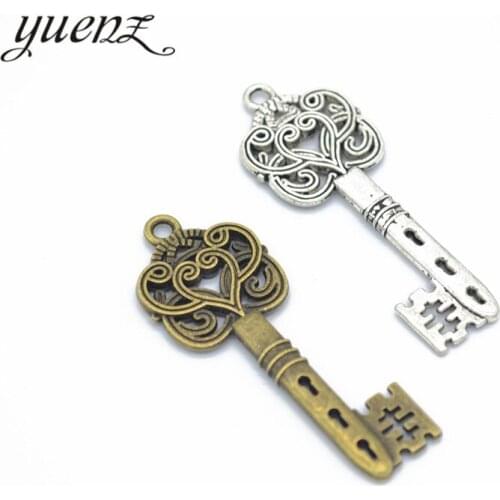 YuenZ 8pcs Antique Silver color key Charms Pendants for Bracelet Necklace DIY Jewelry Making Finding Accessories 27*21mm O225