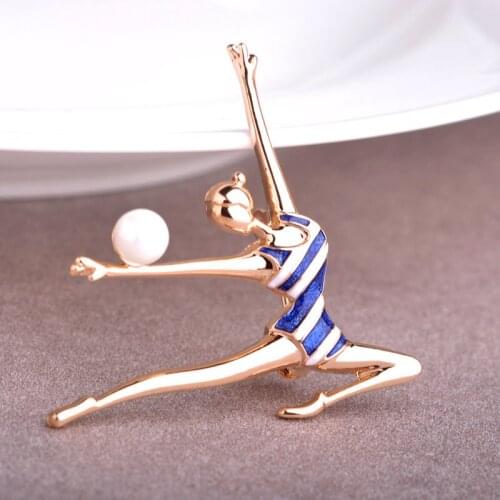 Madrry Red/White Stripe Enamel Figure Brooches Simulated Pearl Women Corsage Pins Accessories Suit Scarf Dress Shoulder Jewelry