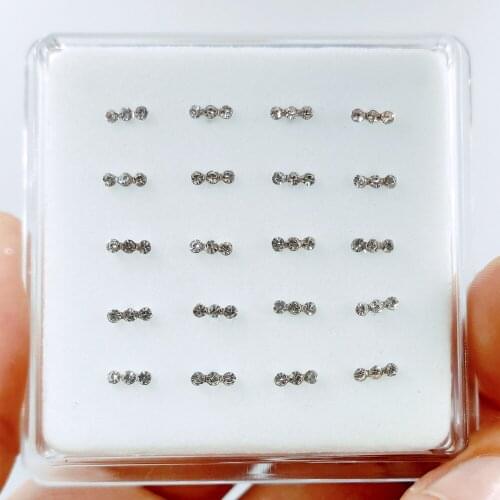 925 Sterling Silver 22g Nose Stud Clear crystal nariz bone nose pirercing nez stud body jewelry 20pcs/pack