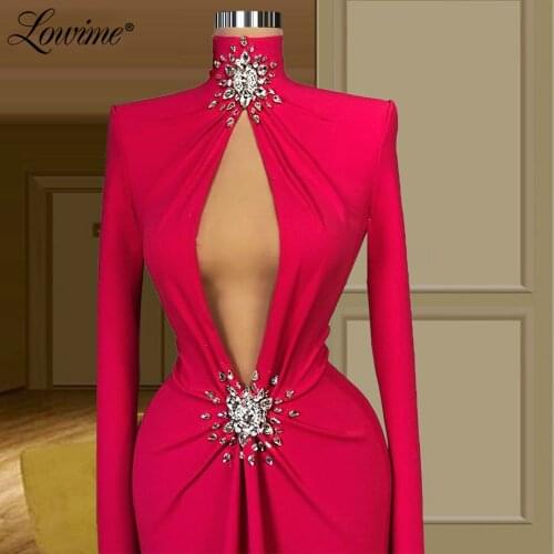Elegant Crystal Cut-out Design Dubai Evening Dresses 2021 Middle East Women Party Gowns For Wedding Long Mermaid Sexy Prom Dress