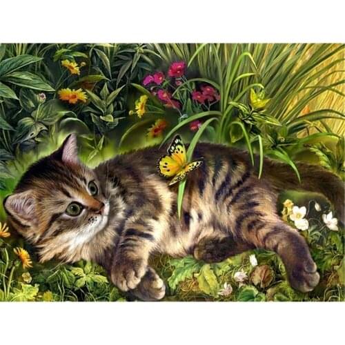 Animal Cat DIY 11CT Cross Stitch Embroidery Kits Craft Needlework Set Printed Canvas Cotton Thread Home Dropshipping