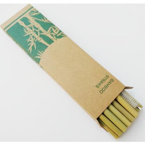 100sets Bamboo Straws Sets Reusable Eco Friendly Handcrafted Natural Bamboo Drinking Straws and Cleaning Brush