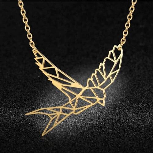 100% Real Stainless Steel Hollow Flying Bird Necklace Unique Animal Jewelry Necklace Trend Jewelry Necklaces Personality Jewelry