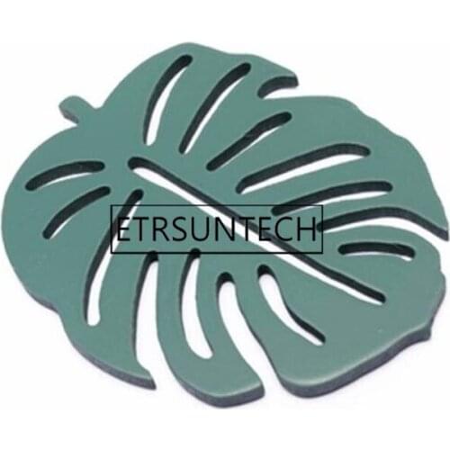 100pcs Artificial Palm Leaves Cup Pad Tropical Palm Leaf Table Mat for Hawaiin Luau Party Wedding Decoration