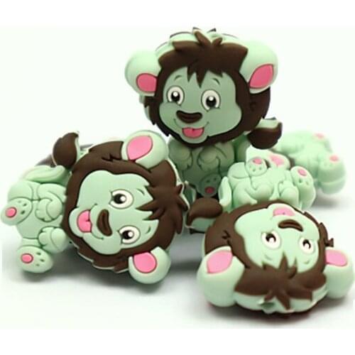 100pc Silicone Teether Food Grade Silicone Mini Lion Beads Bpa Free Baby Teething For DIY Pacifier Pendant Rodents Beads