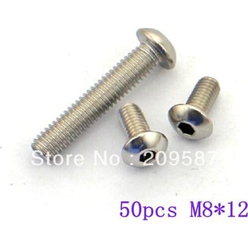 15pcs Metric Thread M8* 12mm Stainless Steel inside Round Hexagon Bolts Screws