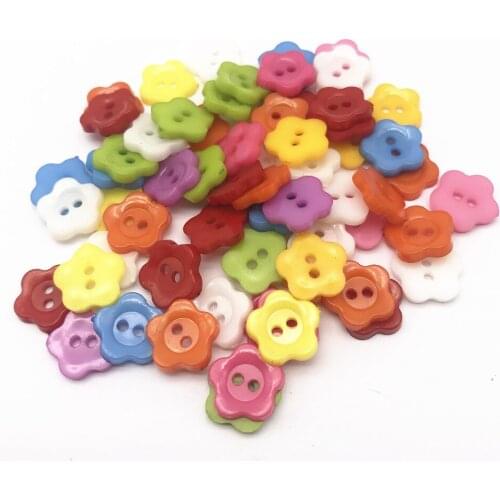 200pcs Mixed 12mm Plastic Flower Buttons Sewing 2 Holes Clothing Accessories Button For Scrapbooking Cardmaking