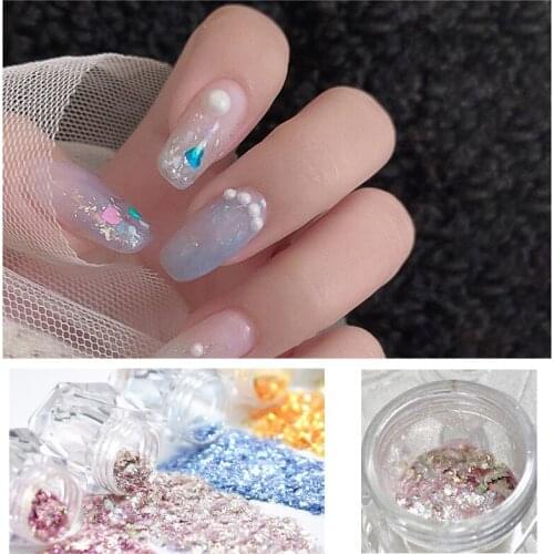 50g/1.76oz Bag Nail Glitter Rose Gold Powder Shiny Luxury Sparkles Nail Art Sequins Pigment Flakes Dust 3D Decorations Glitter