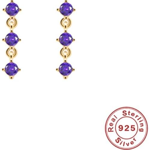 Canner 925 Sterling Silver Drop Earrings Purple Crystal Tassel Pendientes Earrings For Women Fashion Jewelry Aretes De Mujer