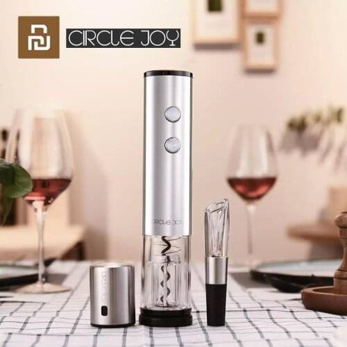 New Xiaomi CIRCLE JOY Automatic Red Wine Bottle Opener Stainless Steel Electric Corkscrew Foil Cutter Base Cork Out Tool