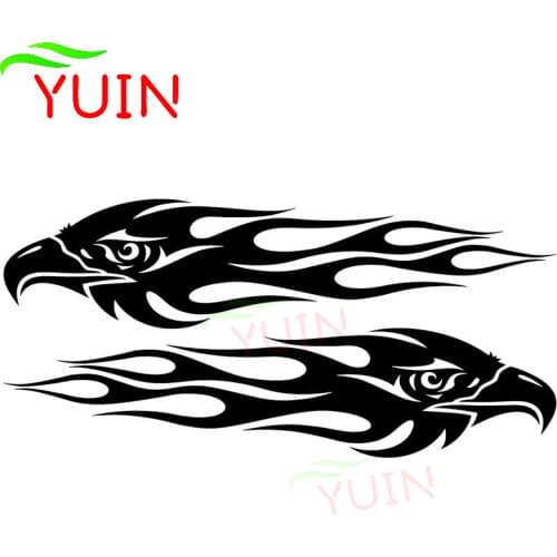 Car Sticker Decor Motorcycle Decals Pair Eagle Flames Decal Decorative Accessories Creative Sunscreen Waterproof Stickers 18*4cm