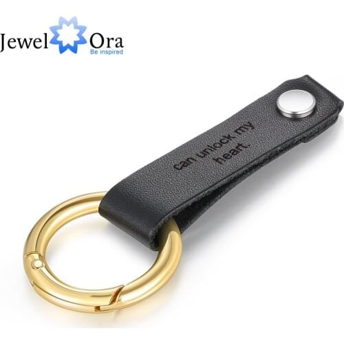 JewelOra Personalized Gold Color Keyring Keychain with Customized Engraving Stainless Steel KeyChains for Men Women Gift Jewelry