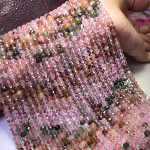 Loose beads multicolors rutilated quartz roundelle faceted shape 4*6mm DIY jewelry nature 14inch