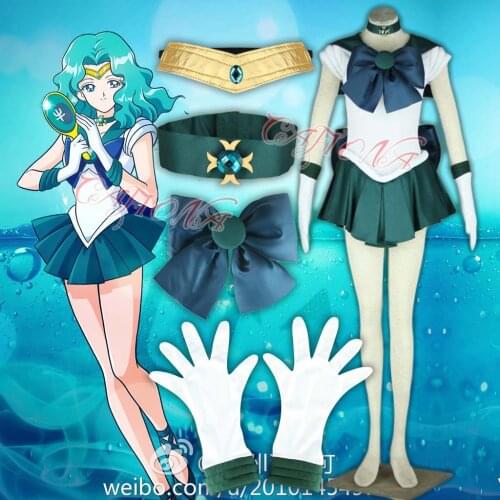 Cafiona Halloween Costumes for Women Sailor Moon Kaiou Michiru Sailor Neptune Cosplay Costume Sexy Party Dresses Free Shipping