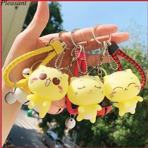 CC Cat Korea Cute Keychain Pendant Car Pendant Bag Cartoon Expression Cat Small Gift Creative Metal Keychain Ring