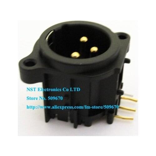 Black XLR 3Pin Male Chassis PCB Socket Connector/Free Shipping/2PCS
