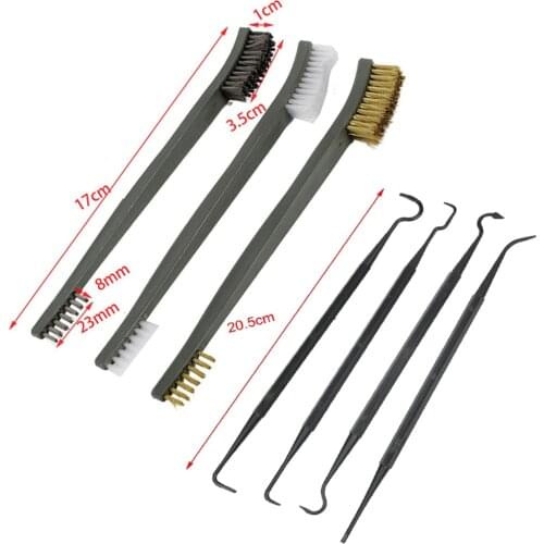 Double-end 3pcs Steel Wire Brush & 4pcs Nylon Pick Set Universal Cleaning Tool for Polishing Grinder Fitter Machine Cleaning Dur