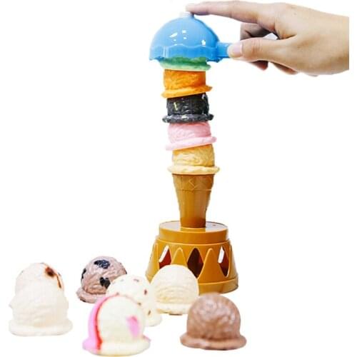 Ice Cream Stacking Game Baby Pretend Play Simulation Food Kitchen Toys Educational Balance Fine Motor Training Interactive Toys
