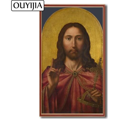 OUYIJIA Oil 5D DIY Religion Jesus Art Christ Diamond Painting Embroidery Diamond Cross Stitch Mosaic Rhinestone Home Decoration