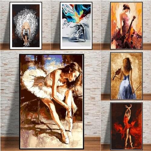 GATYZTORY DIY Painting By Numbers Zero Basis HandPainted Oil Painting Dancing Girl Picture Paint Unique Gift Home Decoration