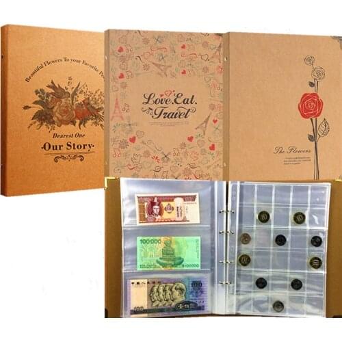 1pcs High Capacity Coin Book Banknotes Coin Protection Book，Retro Style Pockets Coins Collection Album Book