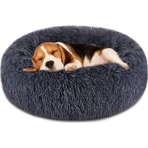 Pet Dog Cat Bed Faux Fur Cuddler Round Comfortable for Small Medium Large Dogs Soft Calming Bed Self Warming Indoor Sleeping Bed