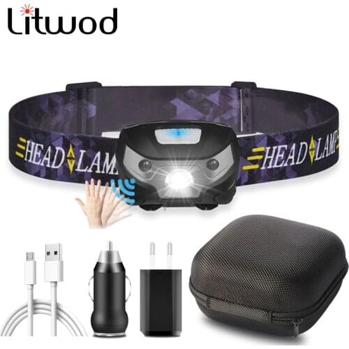 Litwod XP-G Q5 5000lm Body Motion Sensor Built in Battery Mini Rechargeable Bicycle Headlight Head Flashlight Lamp Light 6 Modes