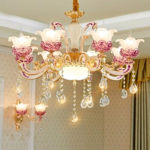 Bedroom Romantic Chandelier Ceiling Living Room Light Modern Ceiling Chandelier Crystal Gold Chandeliers Dining Room Lamps LED