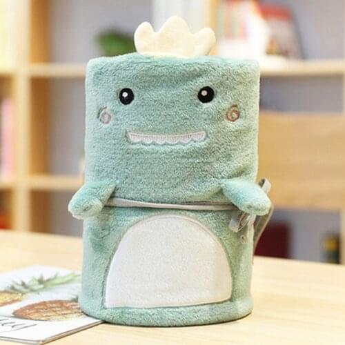 Cute Cartoon Animal Air Conditioning Blanket Dinosaur Children Roll Carpet Flannel Office Nap Blanket Gifts Sleeping Blanket